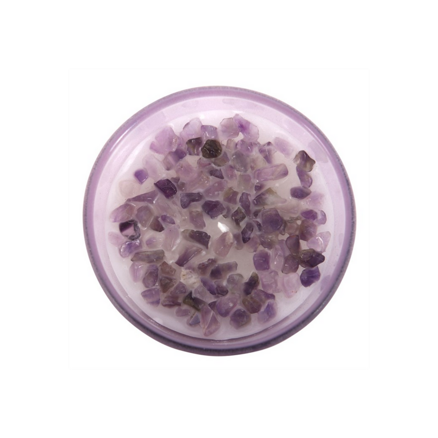 Abundance French Lavender Crystal Amethyst Gemstones Candle In Glass Jar.