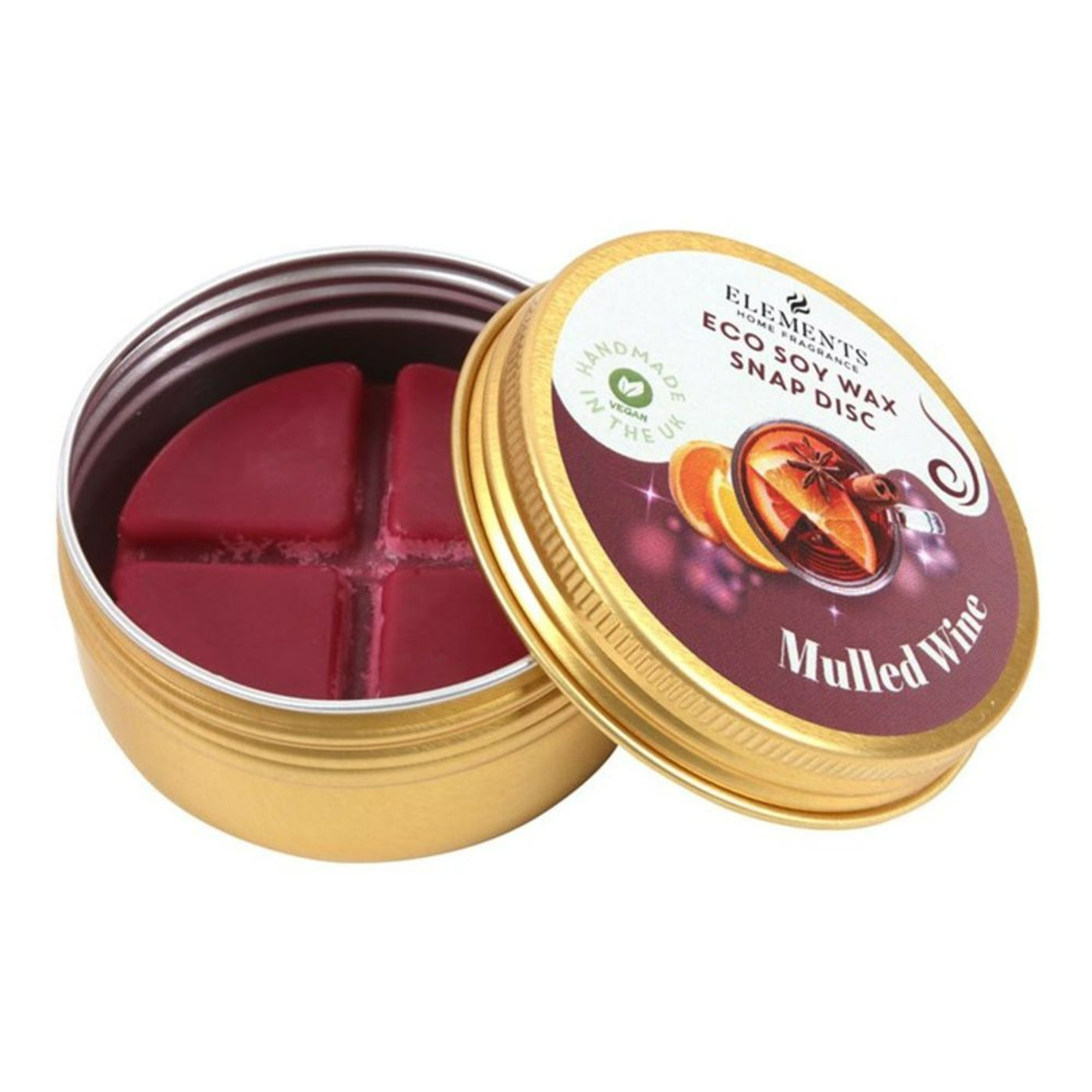 Mulled Wine Soy Wax Snap Disc In Metal Tin. 