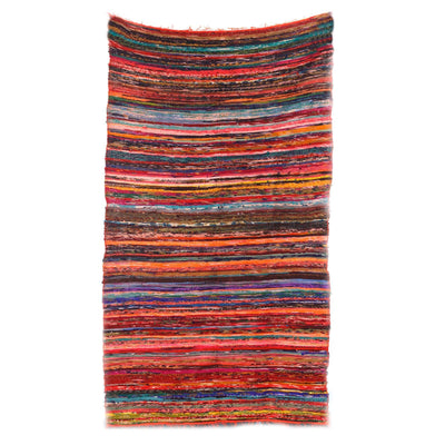 Eco Friendly Multicolour Stripped Indian Rag Rugs Orange Accent 152 x 90cm.