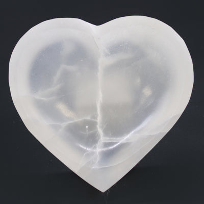 Heart Shaped Selenite Stone Bowl - 15cm.